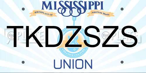 TKDZSZS Mississippi License Plate