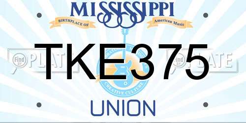 TKE375 Mississippi License Plate
