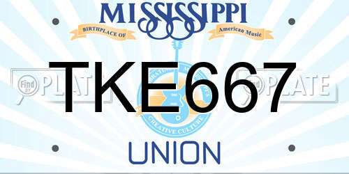 TKE667 Mississippi License Plate