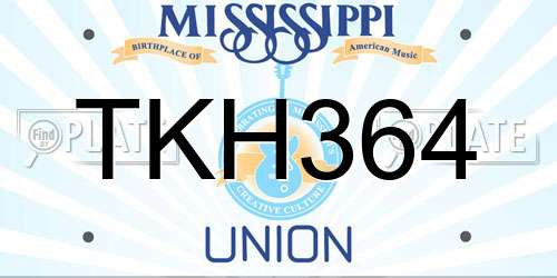 TKH364 Mississippi License Plate