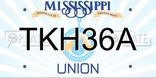 TKH36A Mississippi License Plate