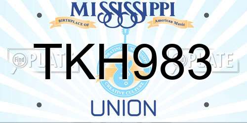 TKH983 Mississippi License Plate