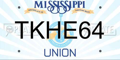 TKHE64 Mississippi License Plate