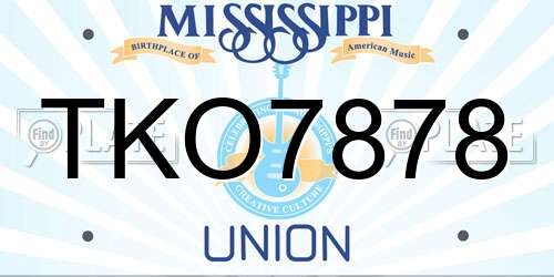TKO7878 Mississippi License Plate