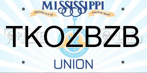 TKOZBZB Mississippi License Plate