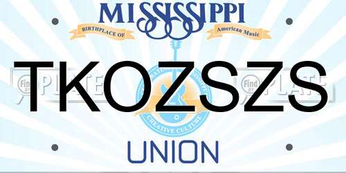 TKOZSZS Mississippi License Plate