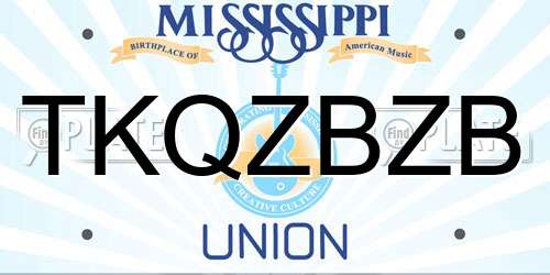 TKQZBZB Mississippi License Plate