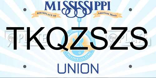 TKQZSZS Mississippi License Plate