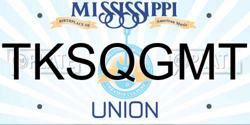 TKSQGMT Mississippi License Plate