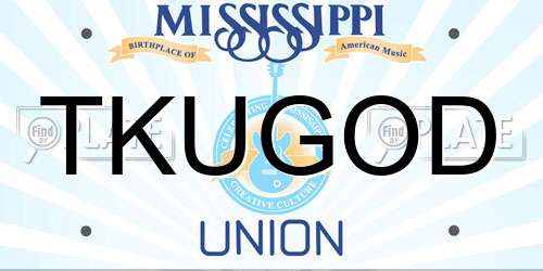 TKUGOD Mississippi License Plate