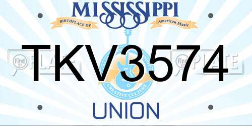 TKV3574 Mississippi License Plate