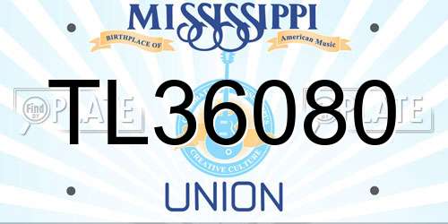 TL36080 Mississippi License Plate
