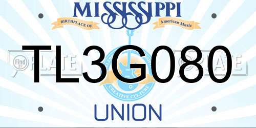 TL3G080 Mississippi License Plate