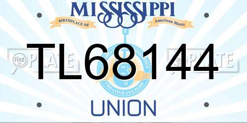 TL68144 Mississippi License Plate