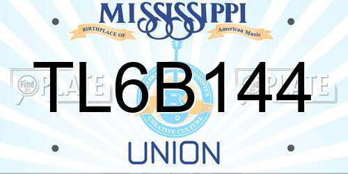 TL6B144 Mississippi License Plate
