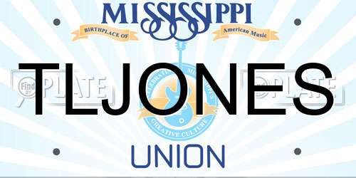 TLJONES Mississippi License Plate