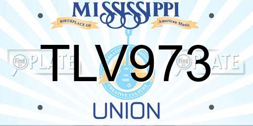TLV973 Mississippi License Plate