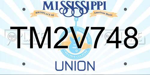 TM2V748 Mississippi License Plate