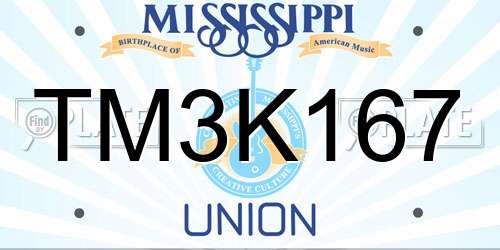 TM3K167 Mississippi License Plate