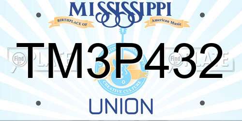TM3P432 Mississippi License Plate