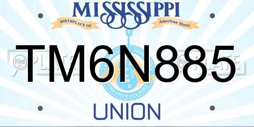 TM6N885 Mississippi License Plate