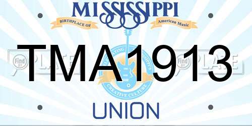 TMA1913 Mississippi License Plate
