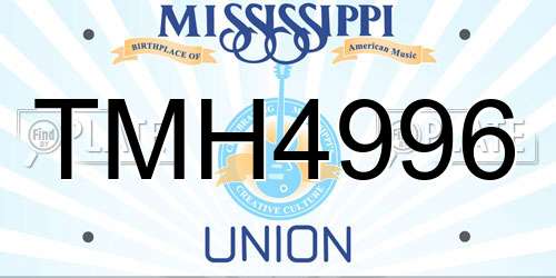 TMH4996 Mississippi License Plate