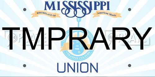 TMPRARY Mississippi License Plate