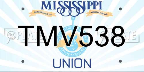 TMV538 Mississippi License Plate