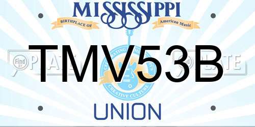 TMV53B Mississippi License Plate