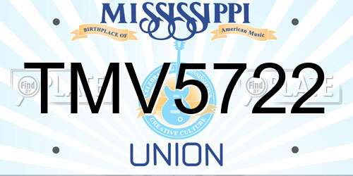 TMV5722 Mississippi License Plate