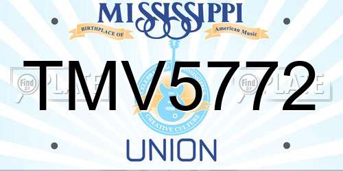TMV5772 Mississippi License Plate