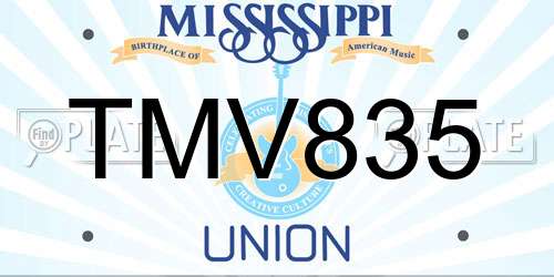 TMV835 Mississippi License Plate