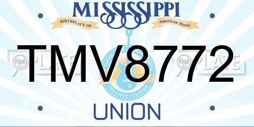 TMV8772 Mississippi License Plate