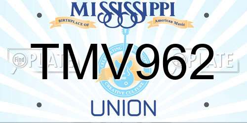 TMV962 Mississippi License Plate
