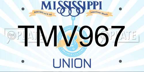 TMV967 Mississippi License Plate
