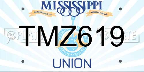 TMZ619 Mississippi License Plate