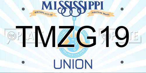 TMZG19 Mississippi License Plate