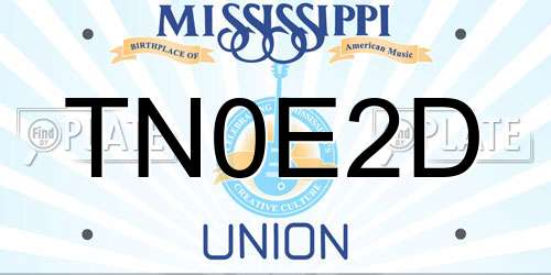 TN0E2D Mississippi License Plate