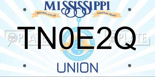 TN0E2Q Mississippi License Plate