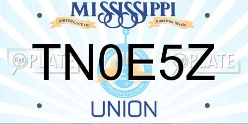 TN0E5Z Mississippi License Plate