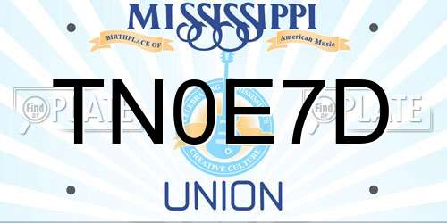 TN0E7D Mississippi License Plate