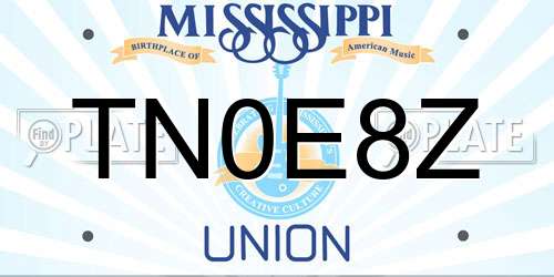TN0E8Z Mississippi License Plate