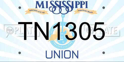 TN1305 Mississippi License Plate