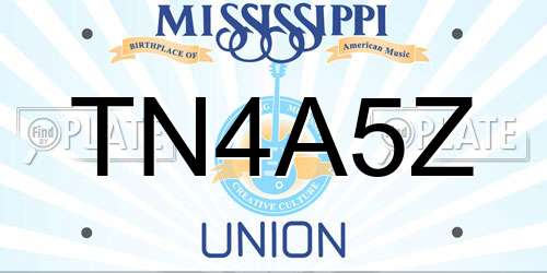 TN4A5Z Mississippi License Plate