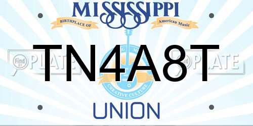 TN4A8T Mississippi License Plate