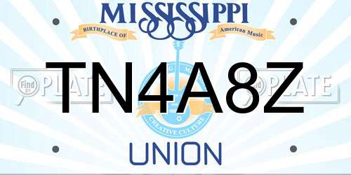 TN4A8Z Mississippi License Plate