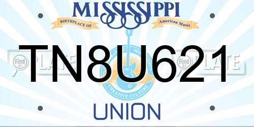 TN8U621 Mississippi License Plate