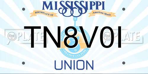 TN8V0I Mississippi License Plate