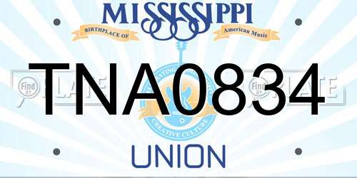TNA0834 Mississippi License Plate